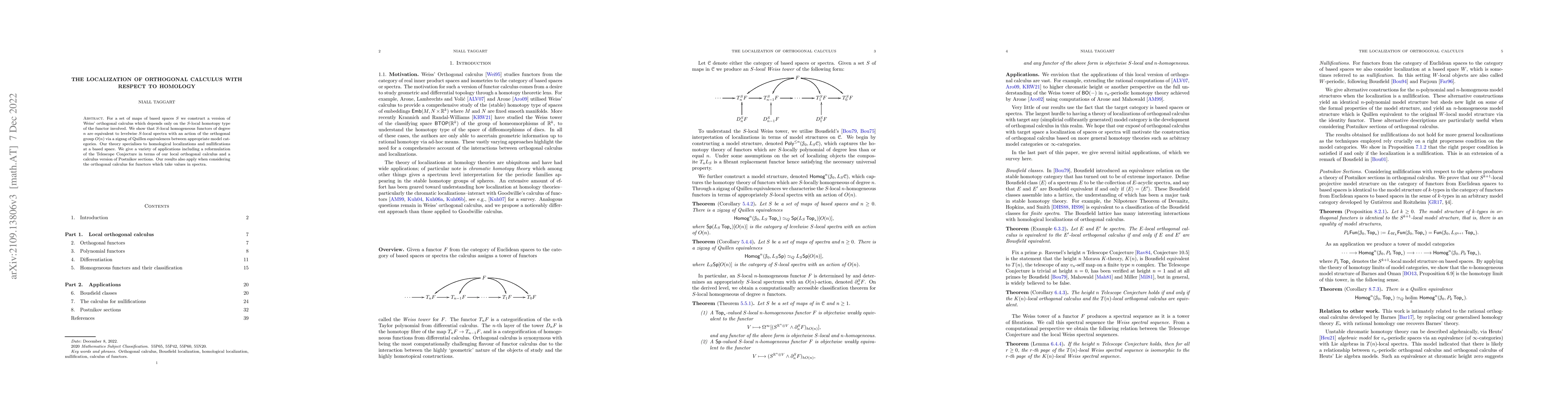 Thumbnail for The localization of orthogonal calculus with respect to homology