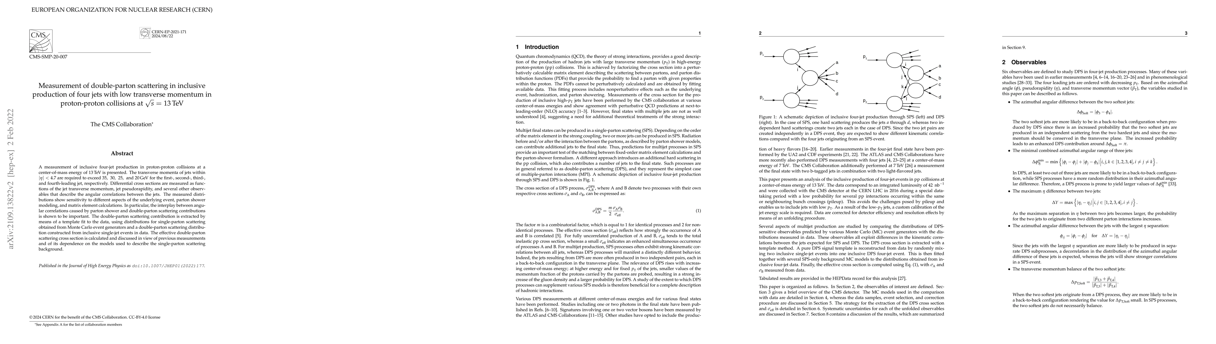 Thumbnail for Measurement of double-parton scattering in inclusive production of four
  jets with low transverse momentum in proton-proton collisions at $\sqrt{s}$ =
  13 TeV