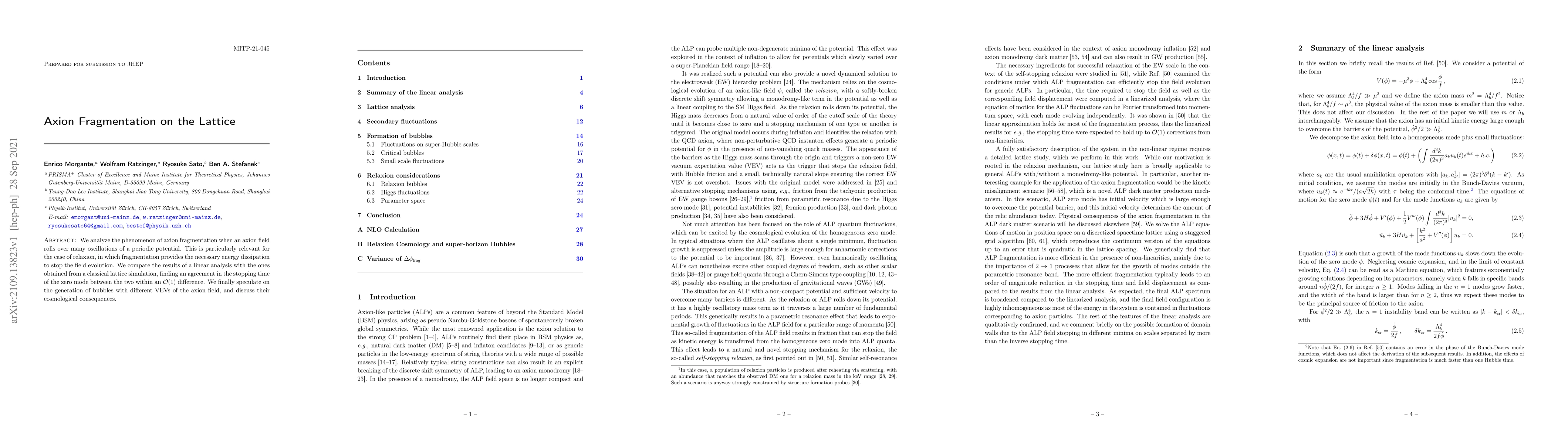 Thumbnail for Axion Fragmentation on the Lattice