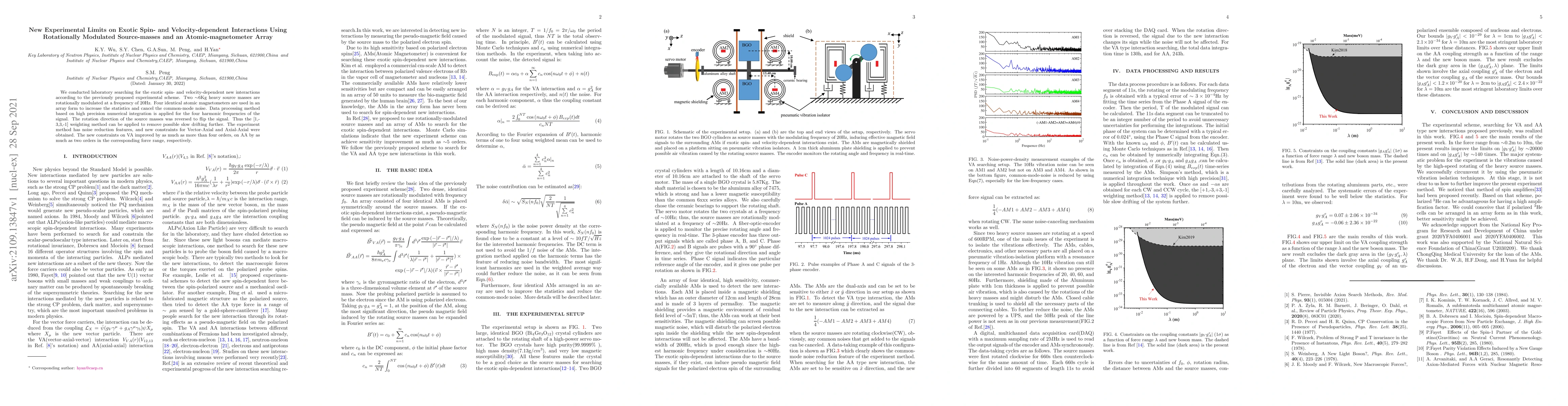 Thumbnail for New Experimental Limits on Exotic Spin- and Velocity-dependent
  Interactions Using Rotationally Modulated Source-masses and an
  Atomic-magnetometer Array