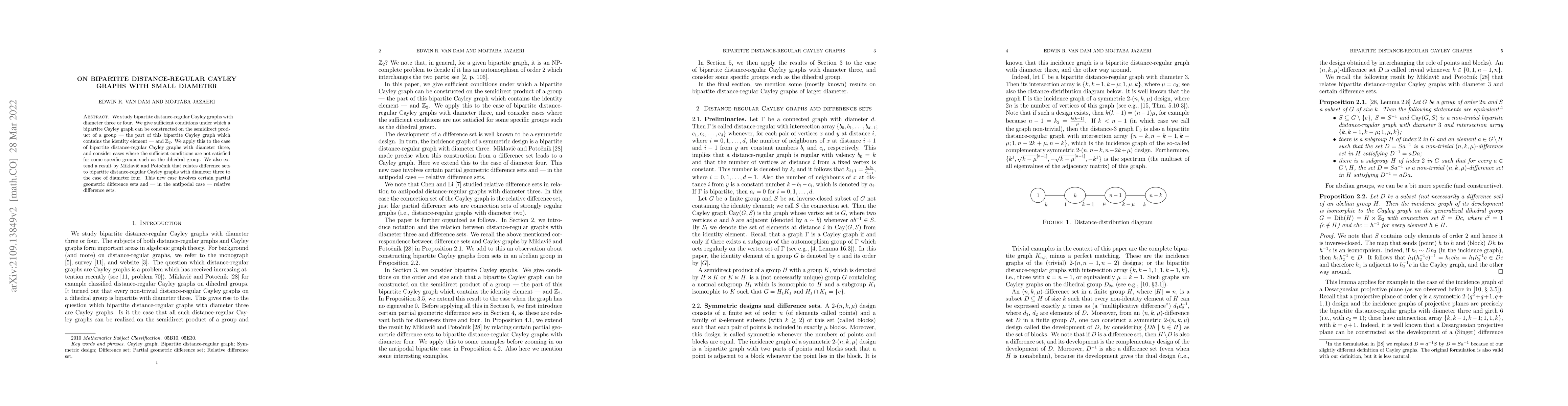 Thumbnail for On bipartite distance-regular Cayley graphs with small diameter