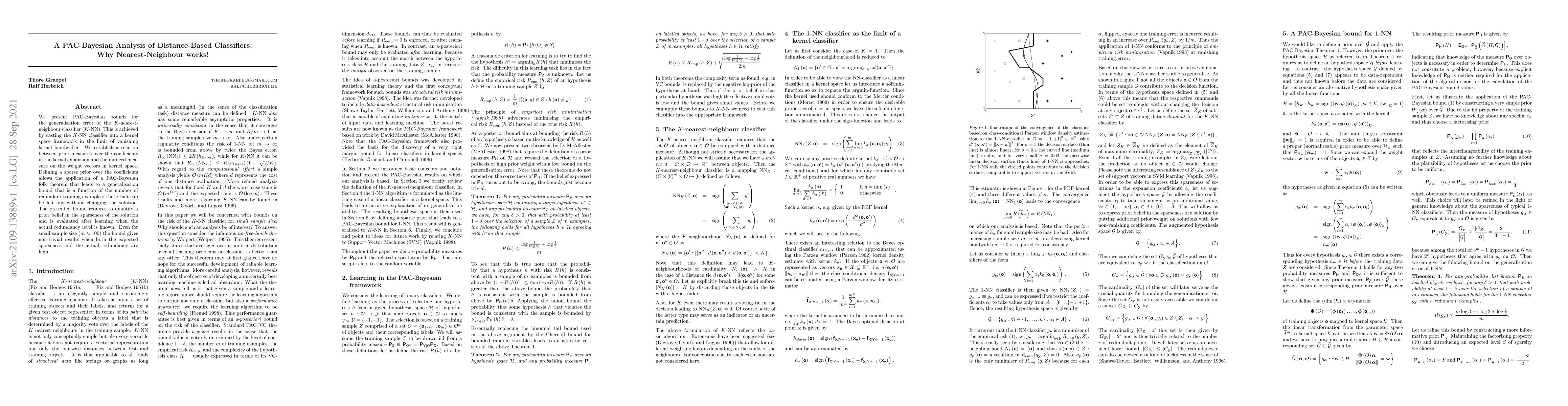 Thumbnail for A PAC-Bayesian Analysis of Distance-Based Classifiers: Why
  Nearest-Neighbour works!