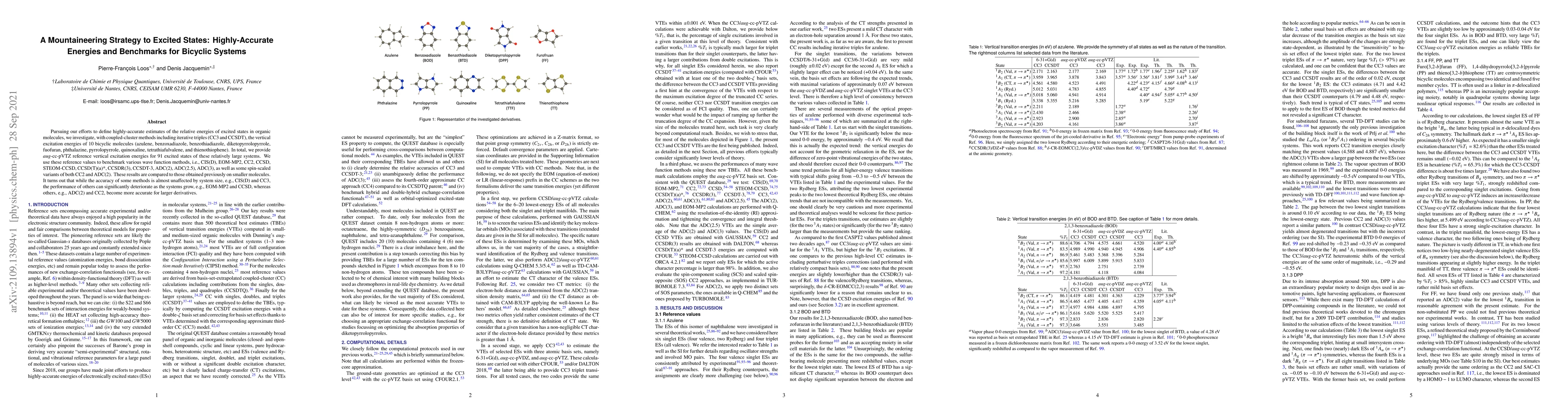 Thumbnail for A Mountaineering Strategy to Excited States: Highly-Accurate Energies
  and Benchmarks for Bicyclic Systems