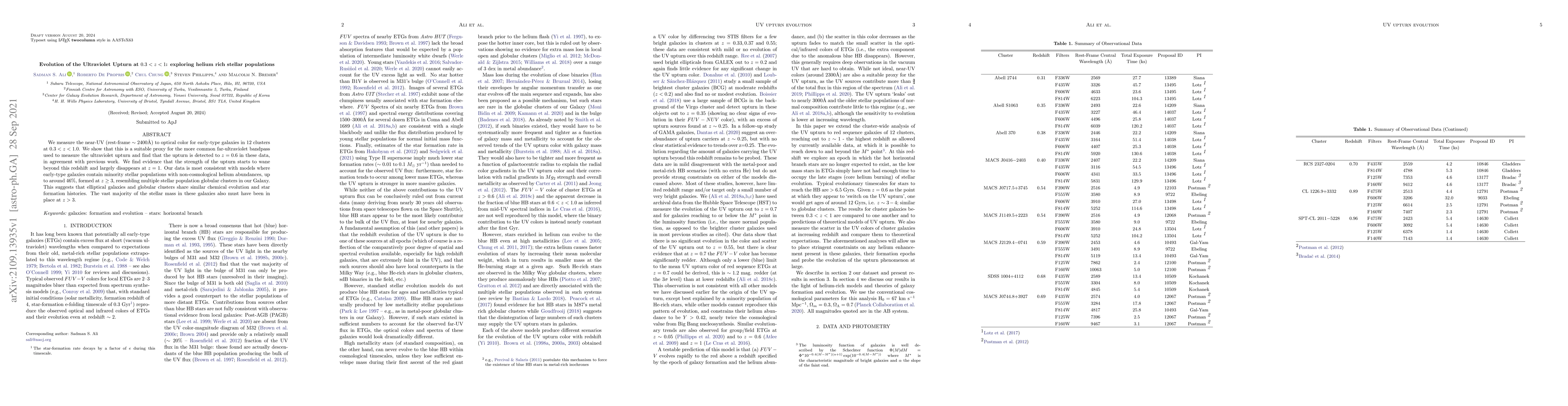 Thumbnail for Evolution of the Ultraviolet Upturn at $0.3<z<1$: exploring helium rich
  stellar populations