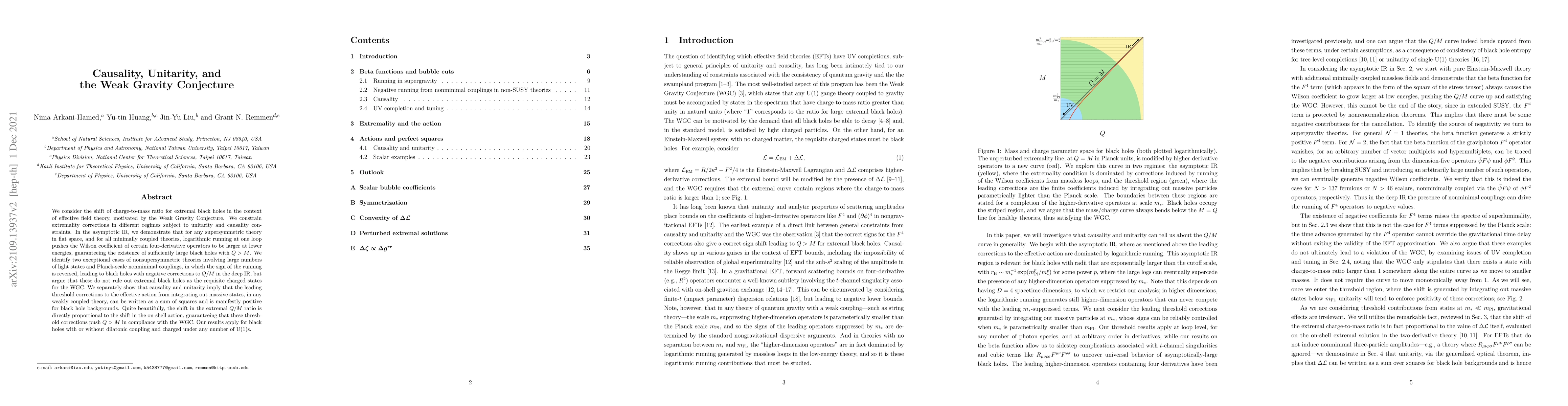 Thumbnail for Causality, Unitarity, and the Weak Gravity Conjecture