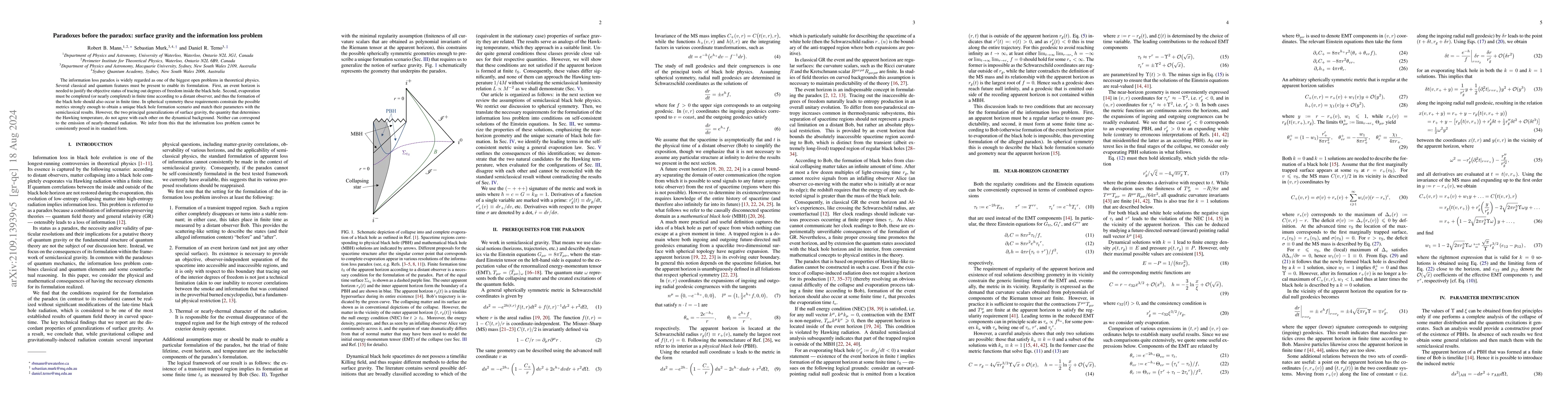 Thumbnail for Paradoxes before the paradox: surface gravity and the information loss
  problem
