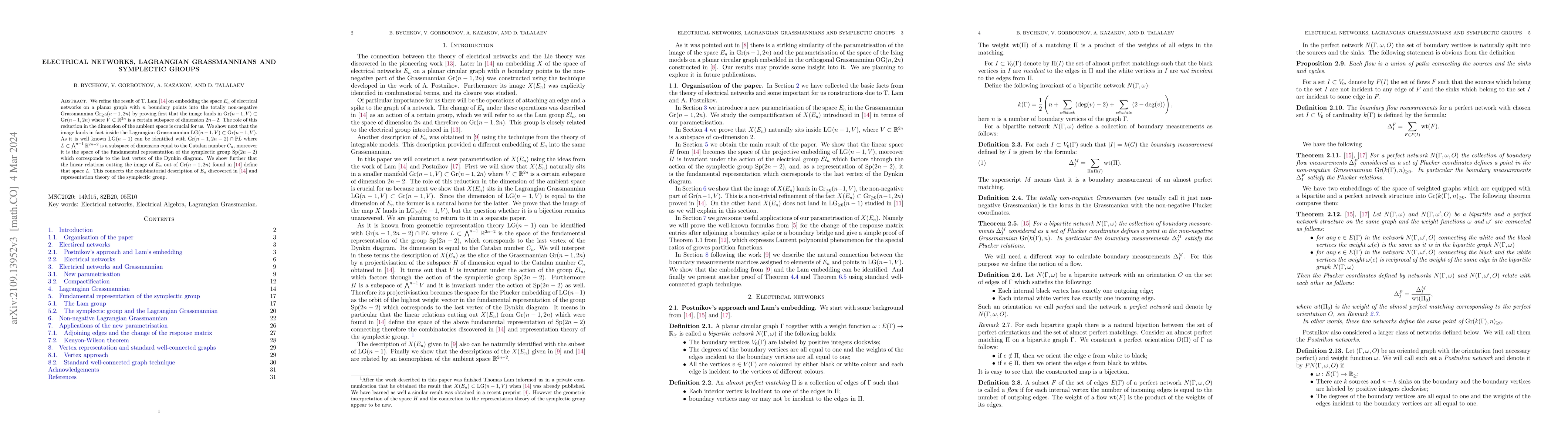 Thumbnail for Electrical Networks, Lagrangian Grassmannians and Symplectic Groups