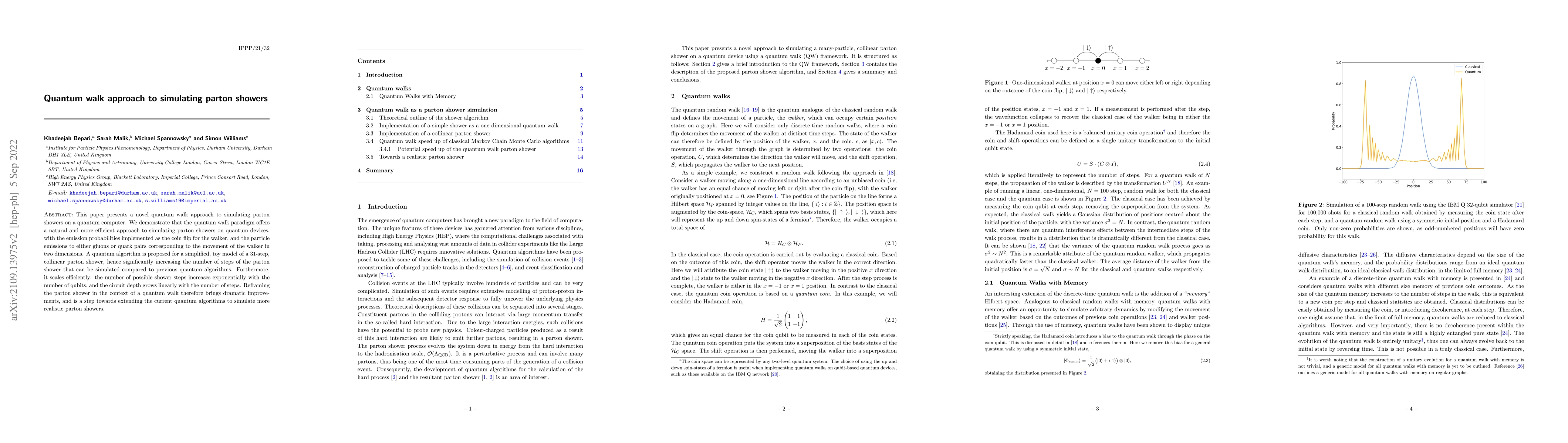 Thumbnail for Quantum walk approach to simulating parton showers