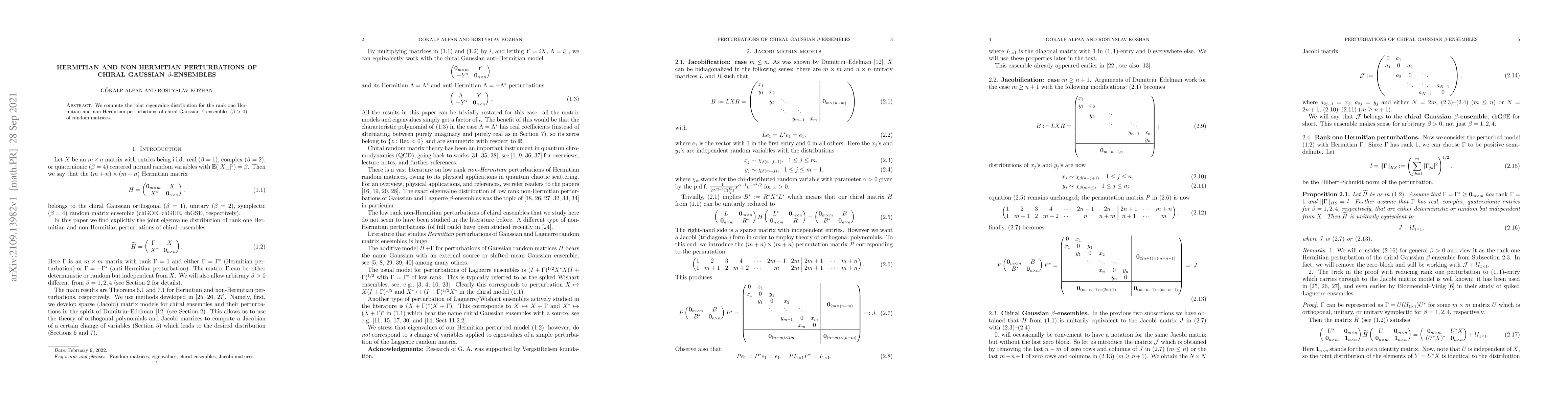 Thumbnail for Hermitian and non-Hermitian perturbations of chiral Gaussian
  $\beta$-ensembles