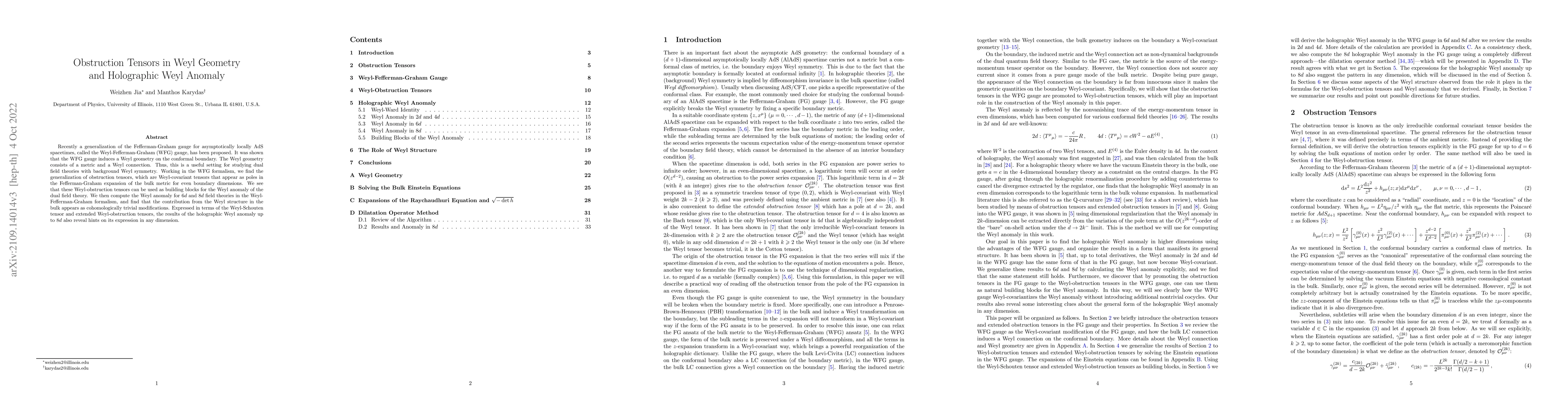 Thumbnail for Obstruction Tensors in Weyl Geometry and Holographic Weyl Anomaly
