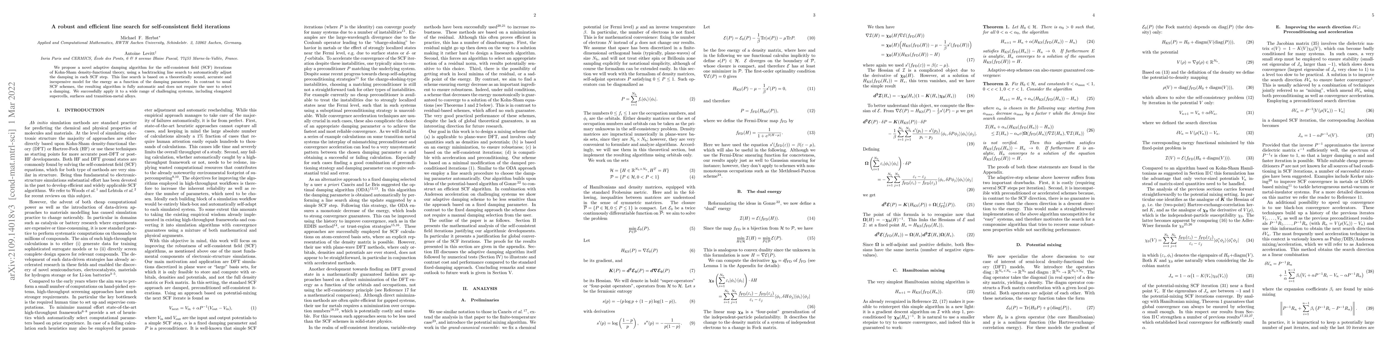 Thumbnail for A robust and efficient line search for self-consistent field iterations