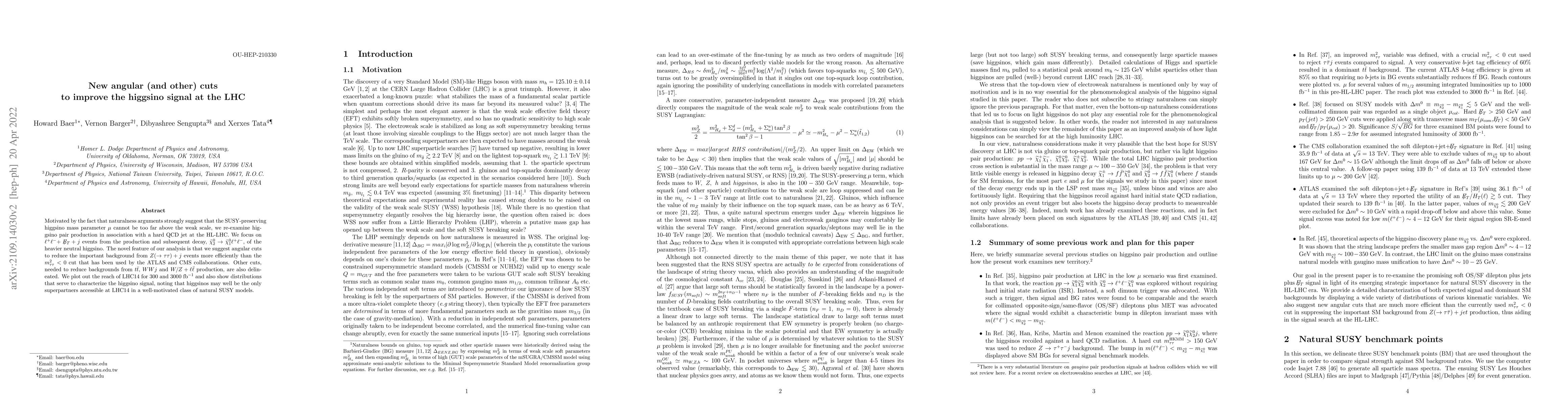 Thumbnail for New angular (and other) cuts to improve the higgsino signal at the LHC