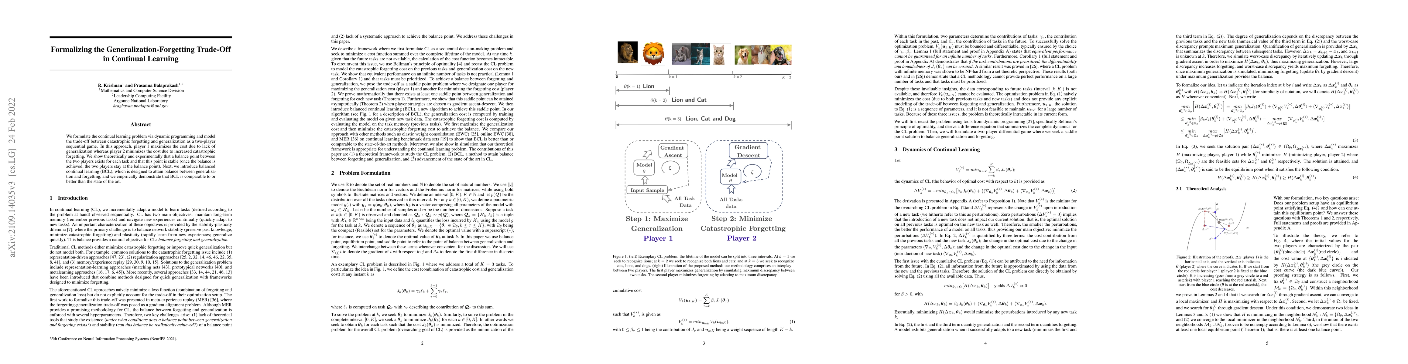 Thumbnail for Formalizing the Generalization-Forgetting Trade-off in Continual
  Learning