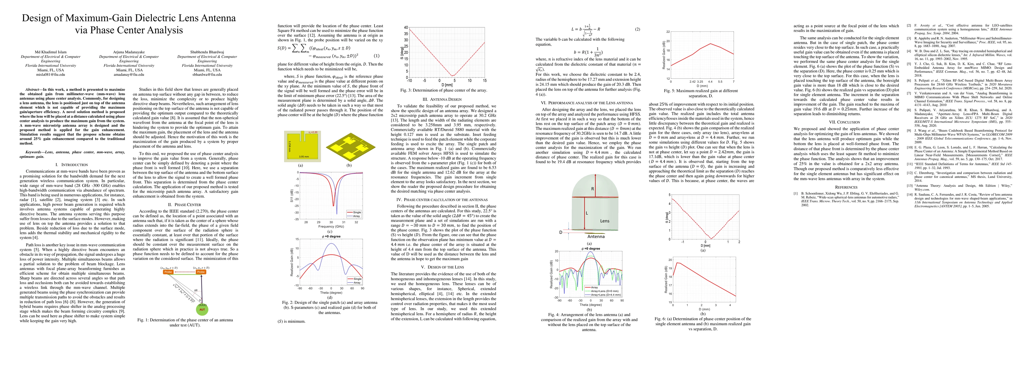 Thumbnail for Design of Maximum-Gain Dielectric Lens Antenna via Phase Center Analysis