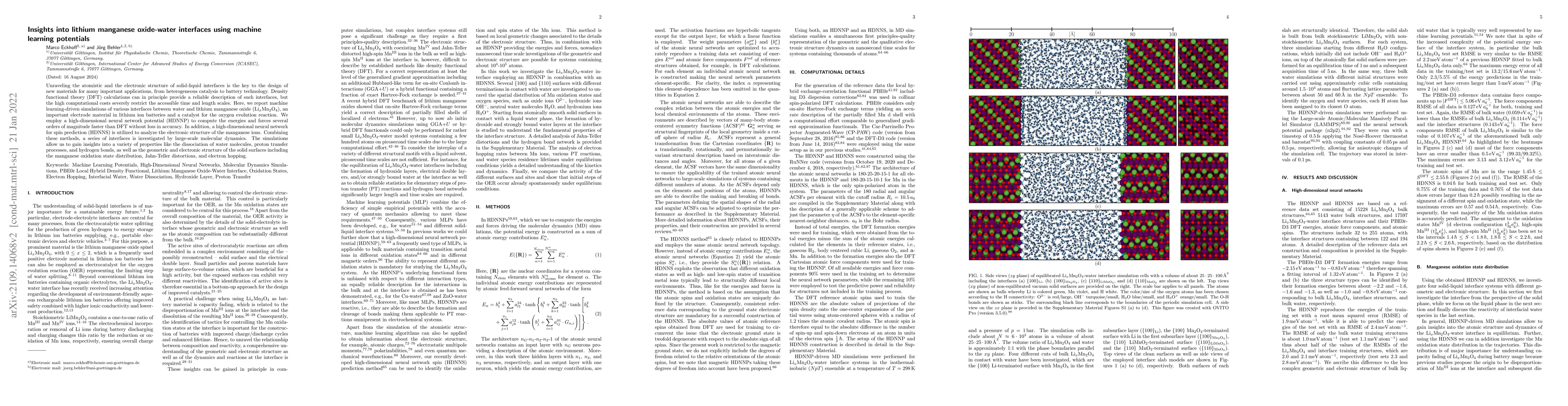 Thumbnail for Insights into lithium manganese oxide-water interfaces using machine
  learning potentials