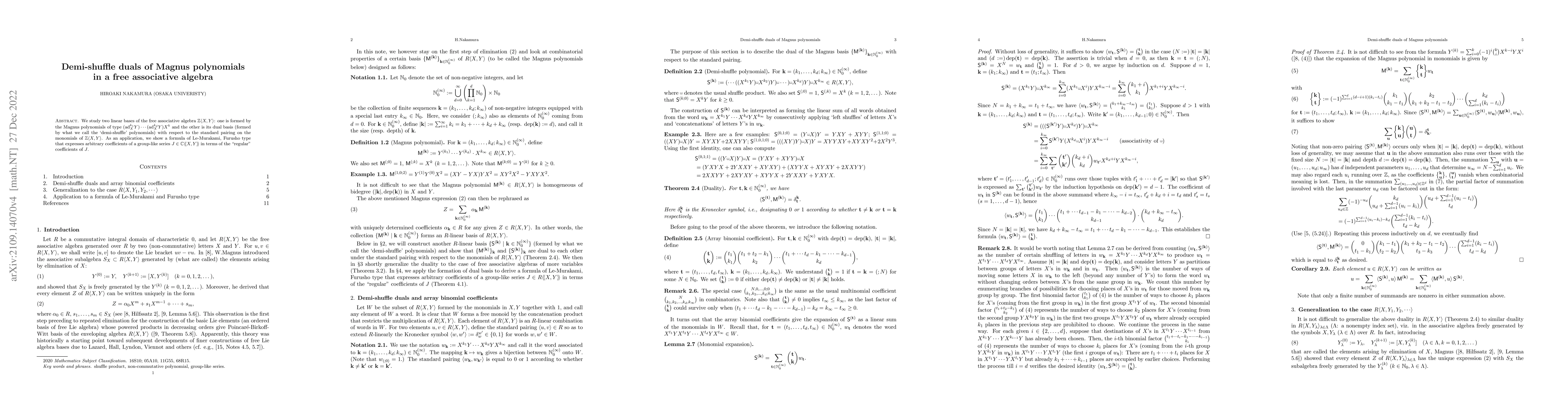 Thumbnail for Demi-shuffle duals of Magnus polynomials in a free associative algebra