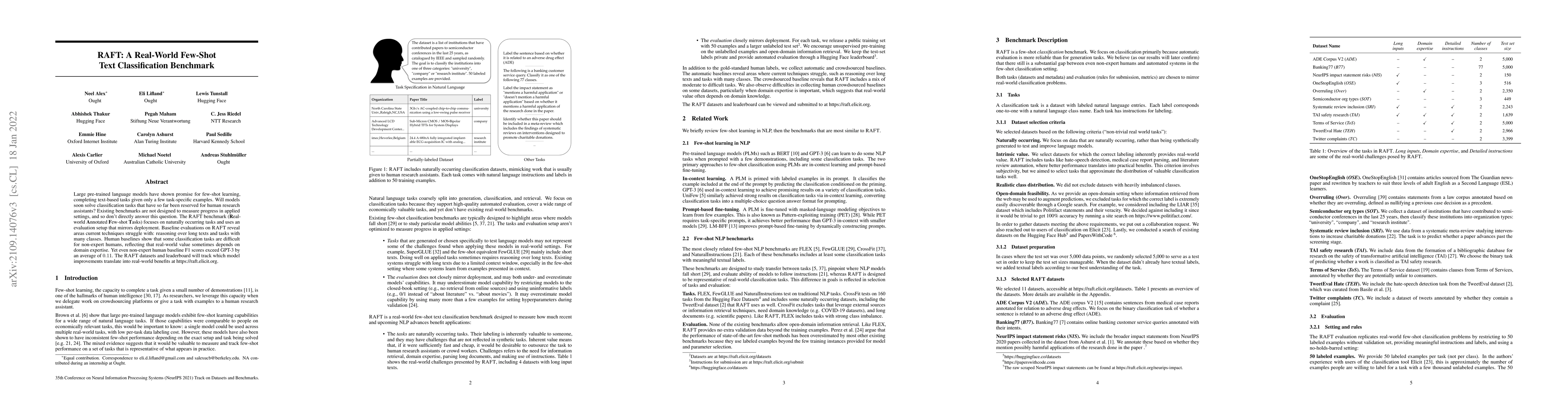 Thumbnail for RAFT: A Real-World Few-Shot Text Classification Benchmark