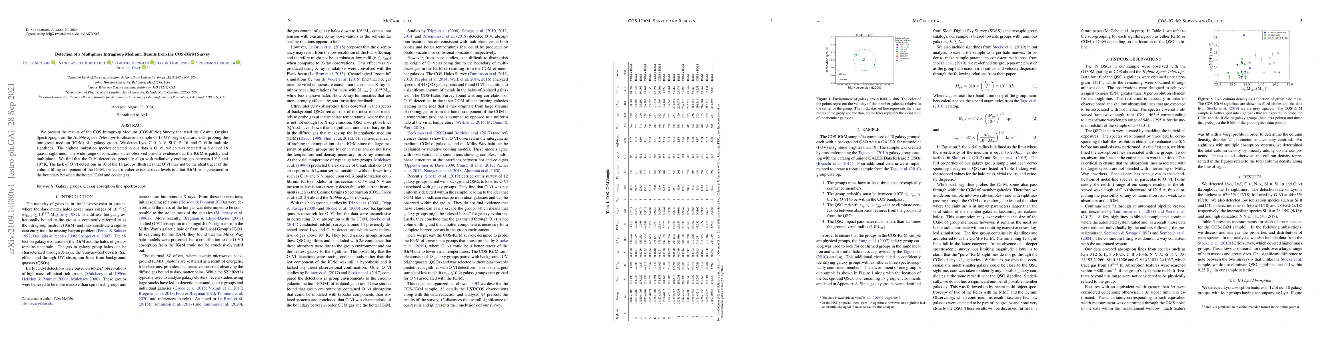 Thumbnail for Detection of a Multiphase Intragroup Medium: Results from the COS-IGrM
  Survey