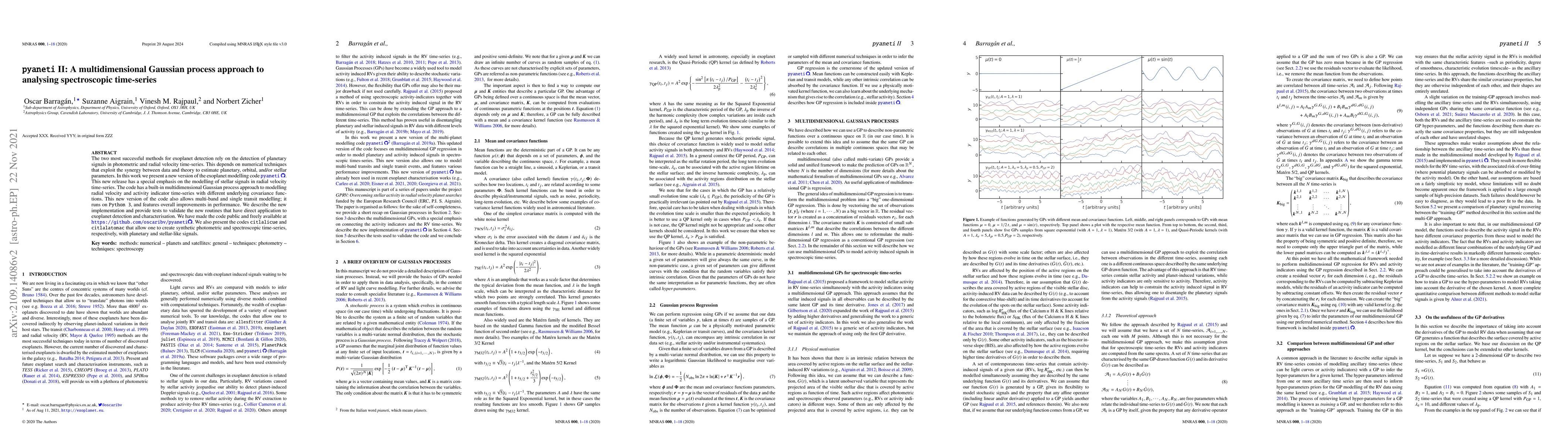 Thumbnail for pyaneti II: A multidimensional Gaussian process approach to analysing
  spectroscopic time-series