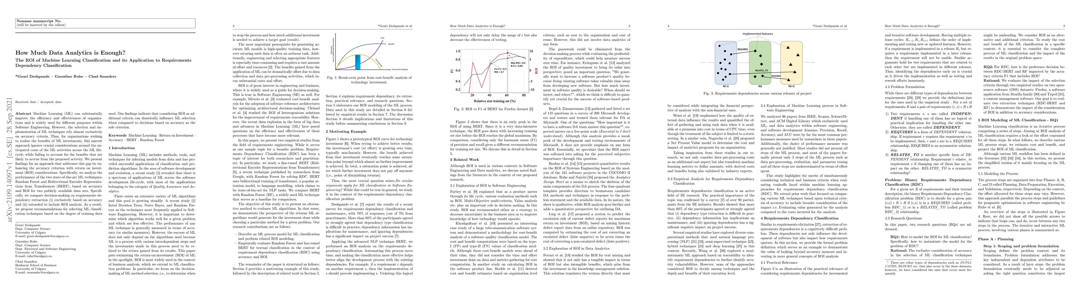 Thumbnail for How Much Data Analytics is Enough? The ROI of Machine Learning
  Classification and its Application to Requirements Dependency Classification