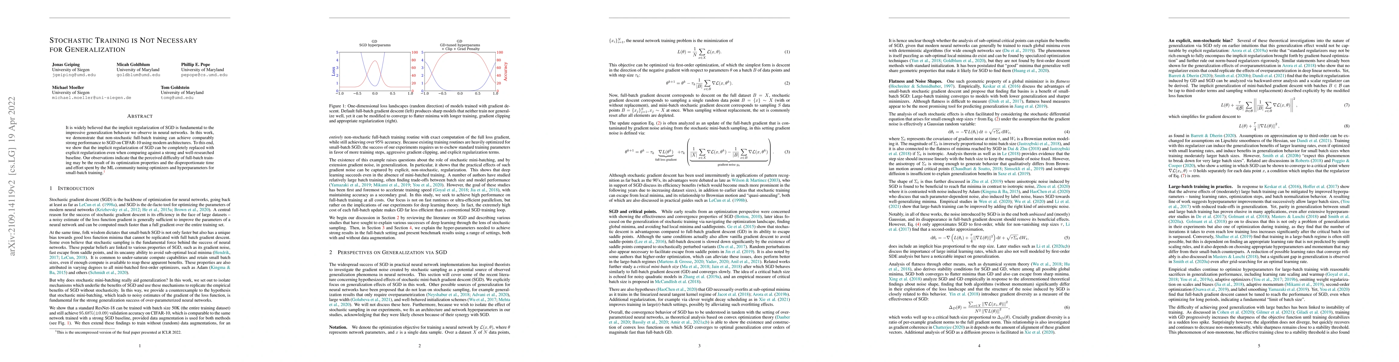 Thumbnail for Stochastic Training is Not Necessary for Generalization