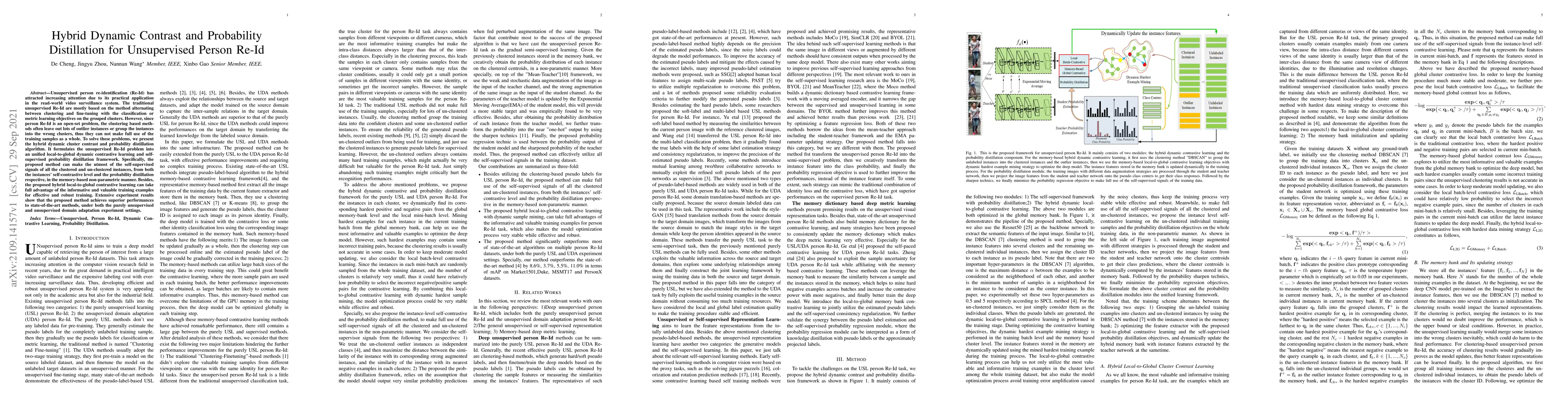 Thumbnail for Hybrid Dynamic Contrast and Probability Distillation for Unsupervised
  Person Re-Id