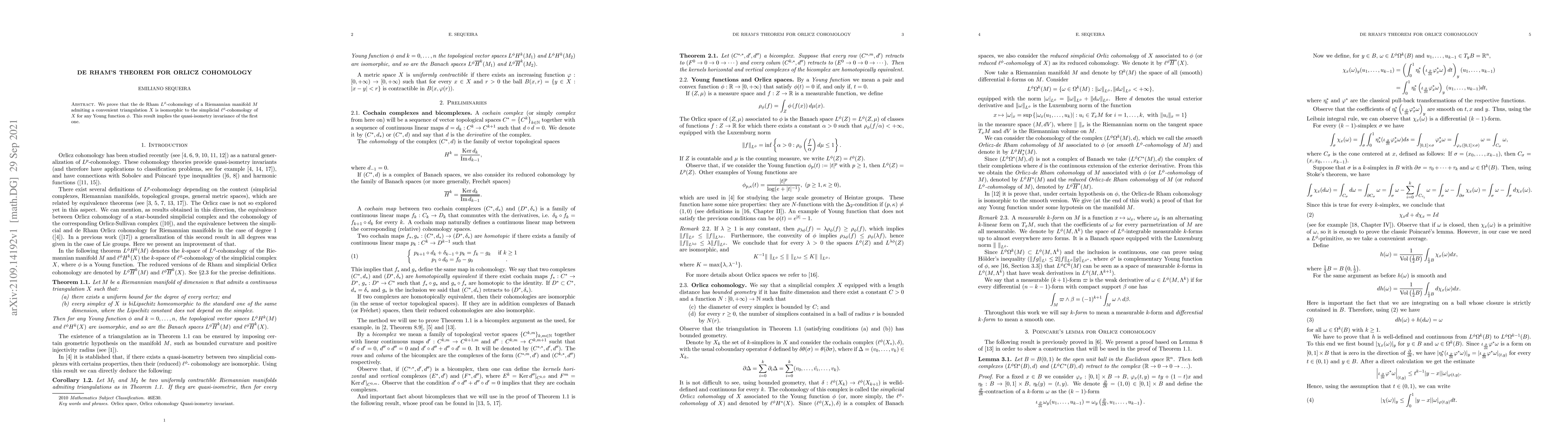 Thumbnail for De Rham's theorem for Orlicz cohomology