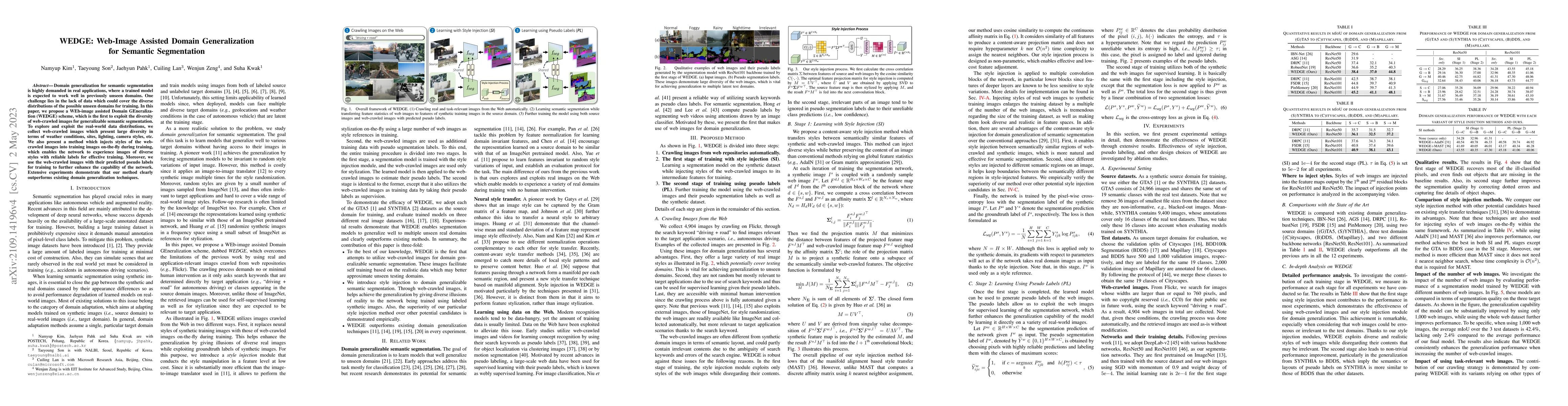 Thumbnail for WEDGE: Web-Image Assisted Domain Generalization for Semantic
  Segmentation