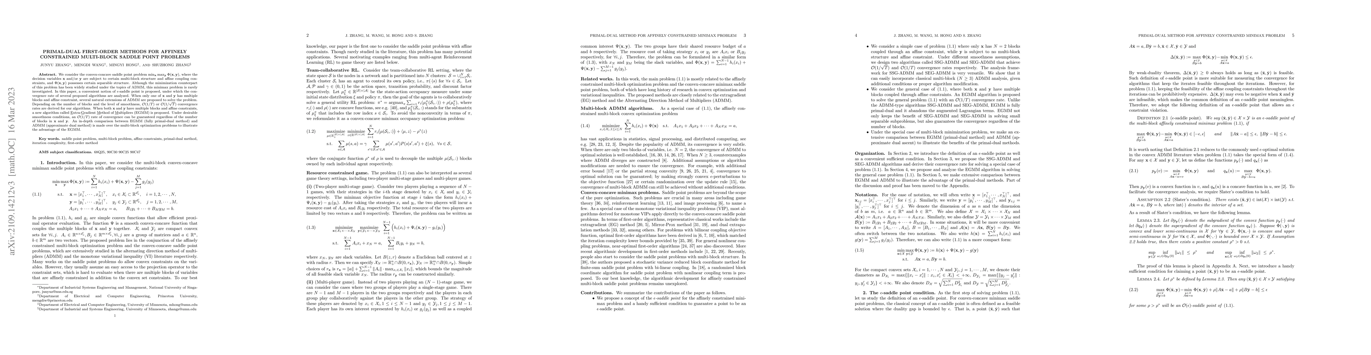 Thumbnail for Primal-Dual First-Order Methods for Affinely Constrained Multi-Block
  Saddle Point Problems