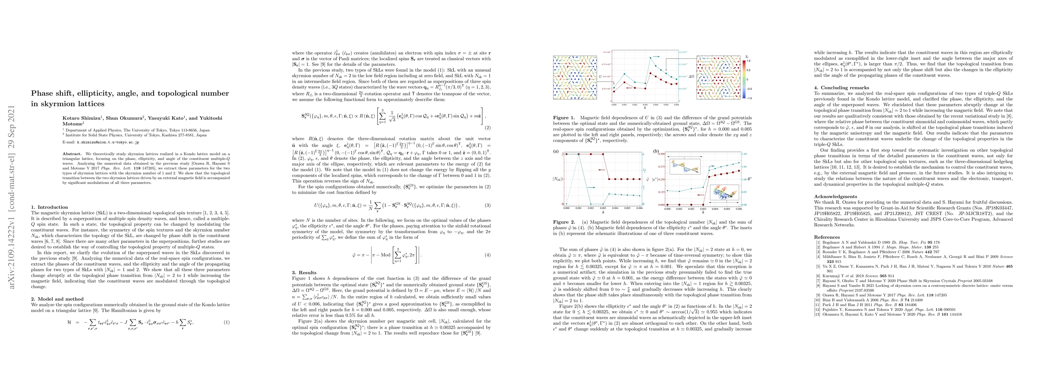 Thumbnail for Phase shift, ellipticity, angle, and topological number in skyrmion
  lattices