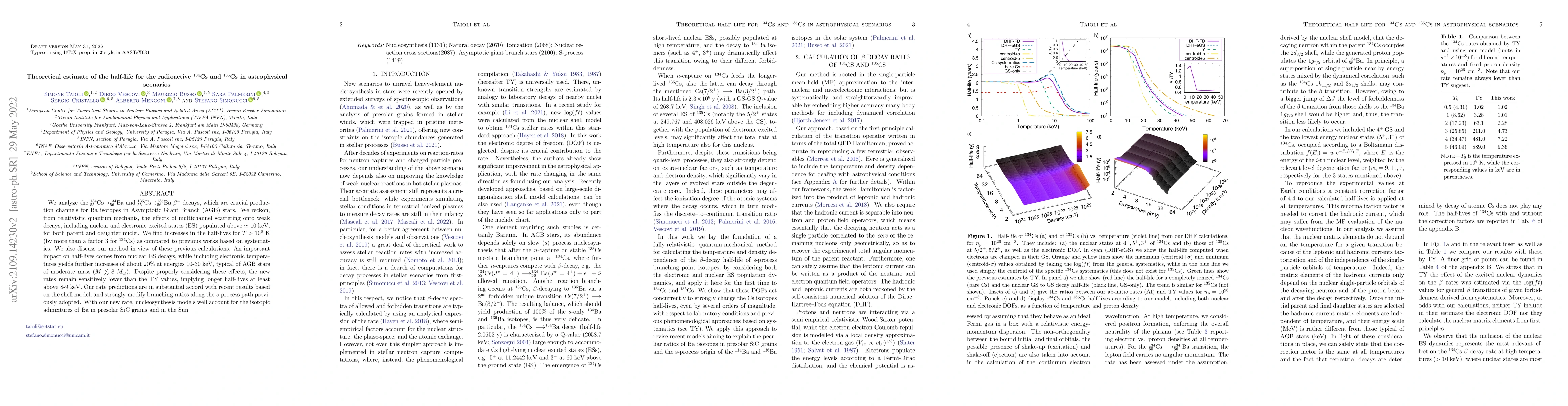 Thumbnail for Theoretical estimate of the half-life for the radioactive $^{134}$Cs and
  $^{135}$Cs in astrophysical scenarios