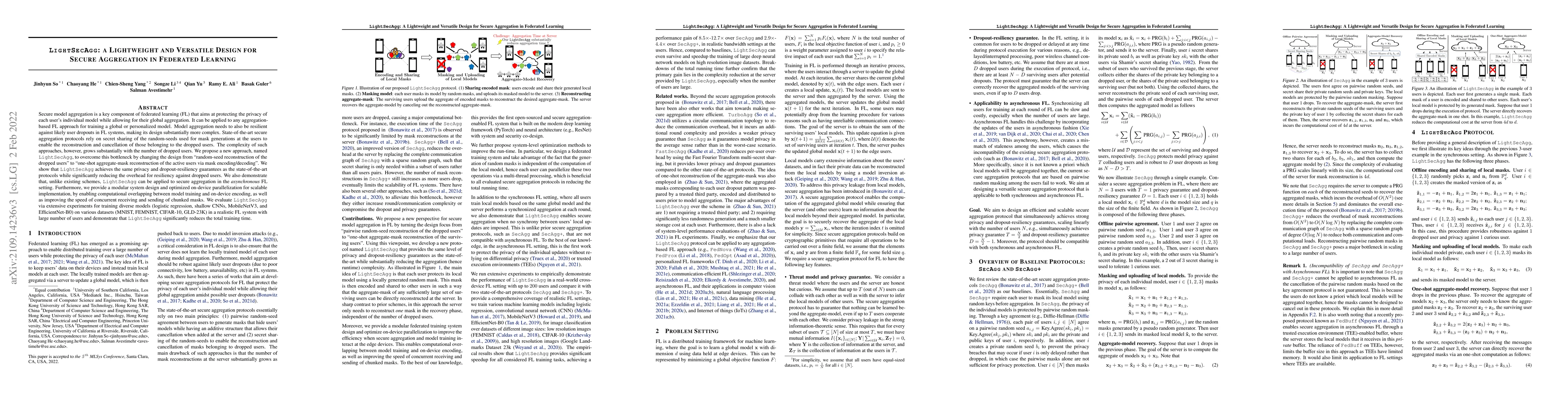 Thumbnail for LightSecAgg: a Lightweight and Versatile Design for Secure Aggregation
  in Federated Learning