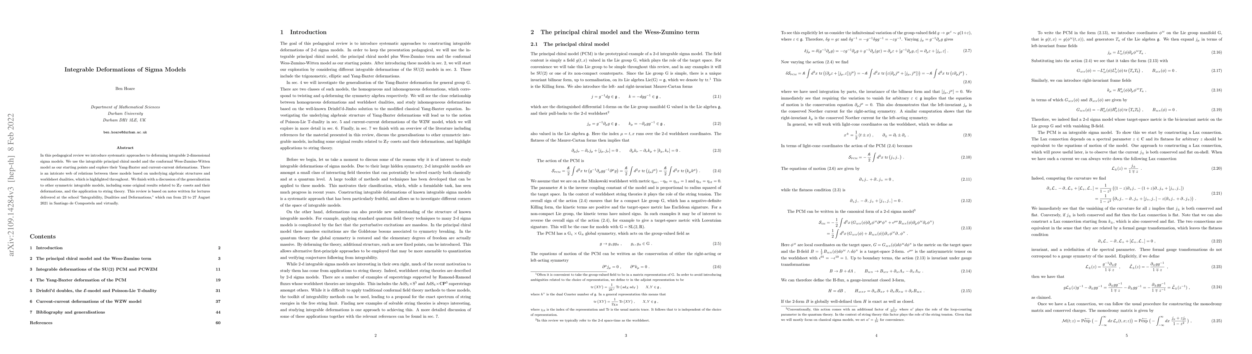 Thumbnail for Integrable Deformations of Sigma Models