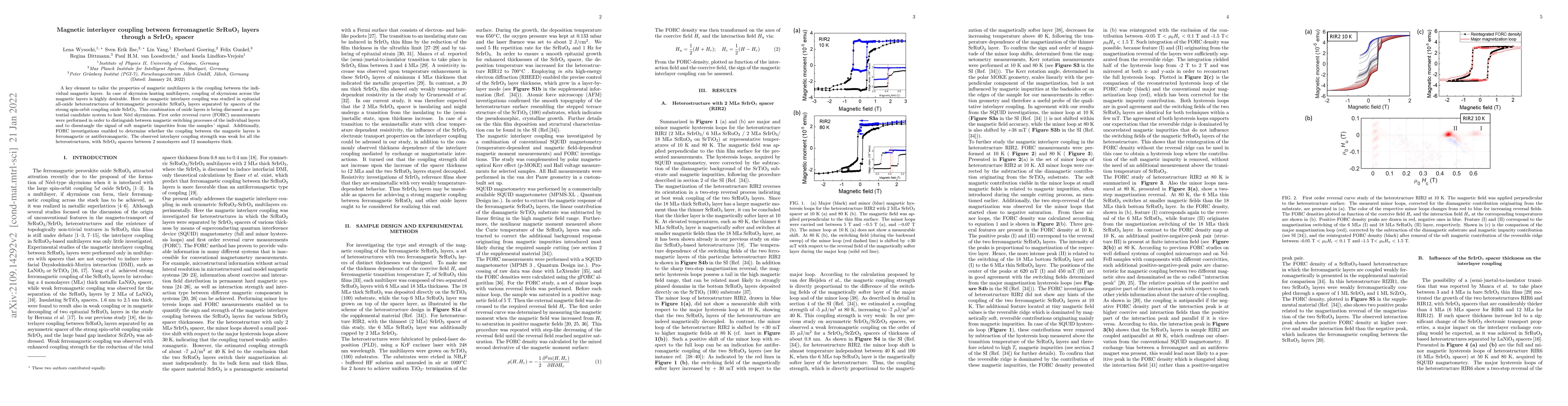 Thumbnail for Magnetic interlayer coupling between ferromagnetic SrRuO$_3$ layers
  through a SrIrO$_3$ spacer