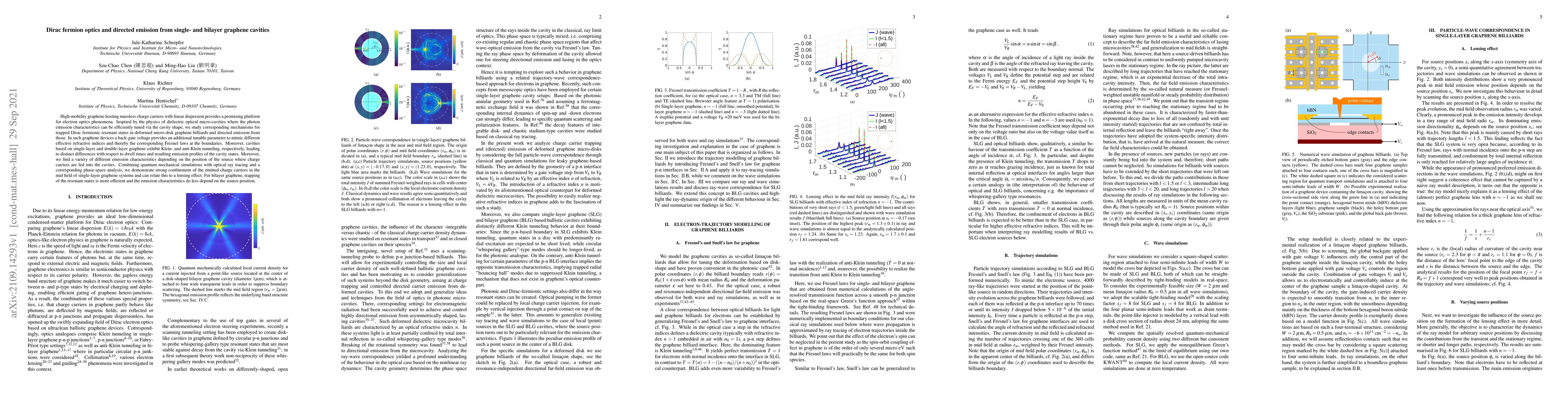 Thumbnail for Dirac fermion optics and directed emission from single- and bilayer
  graphene cavities