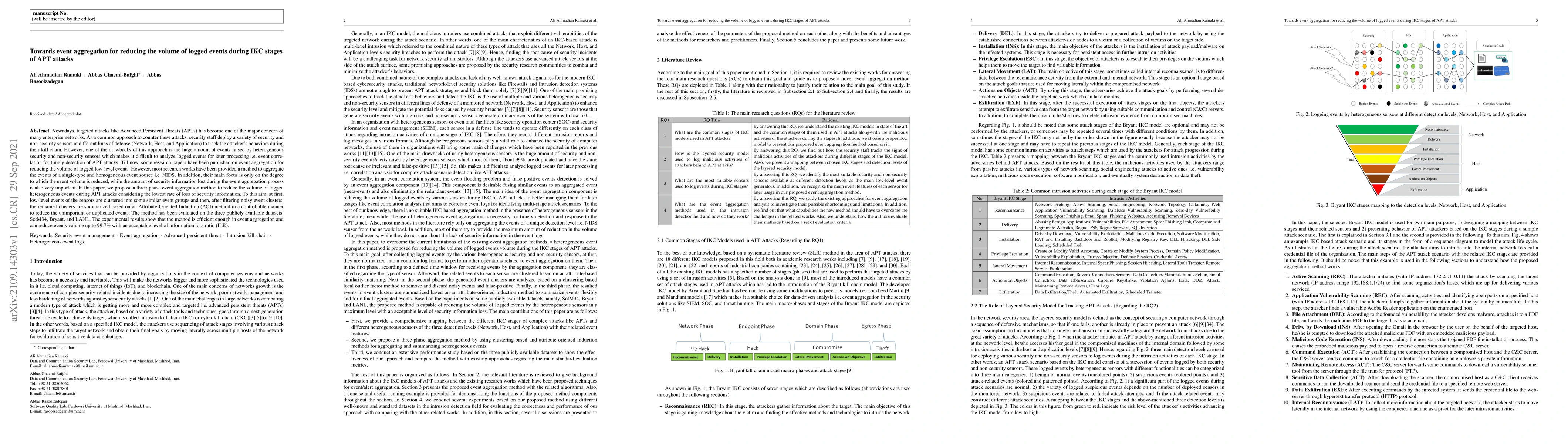 Thumbnail for Towards event aggregation for reducing the volume of logged events
  during IKC stages of APT attacks