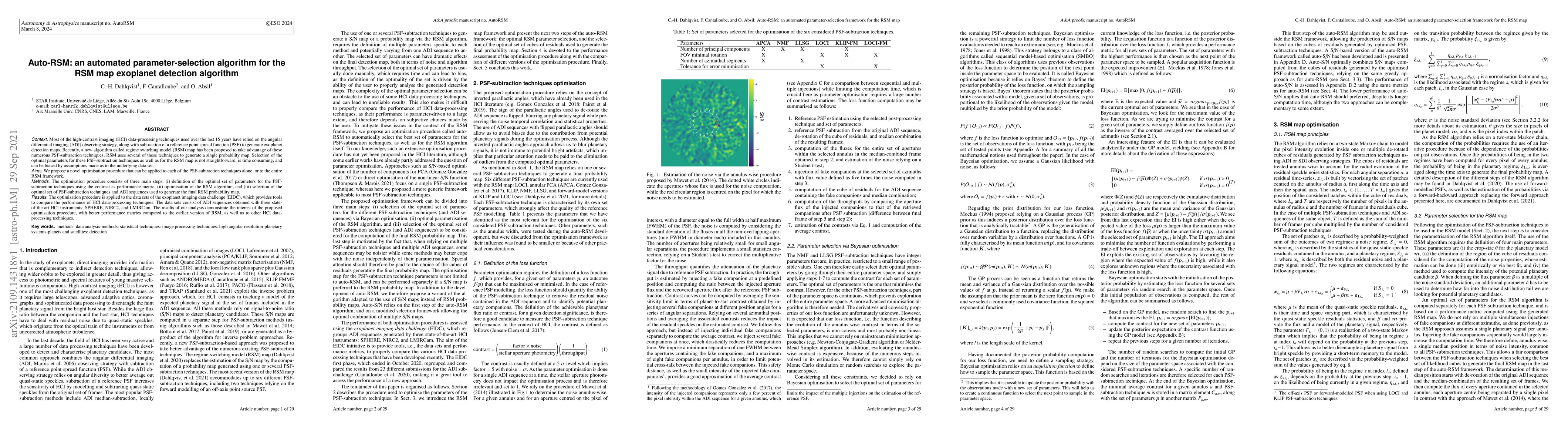 Thumbnail for Auto-RSM: an automated parameter-selection algorithm for the RSM map
  exoplanet detection algorithm