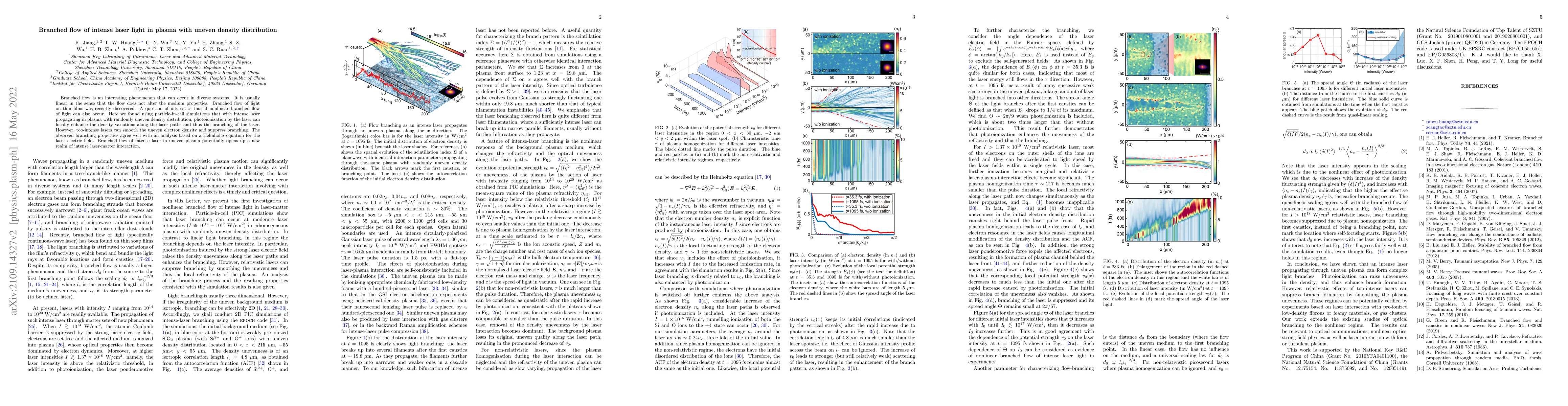 Thumbnail for Branched flow of intense laser light in plasma with uneven density
  distribution