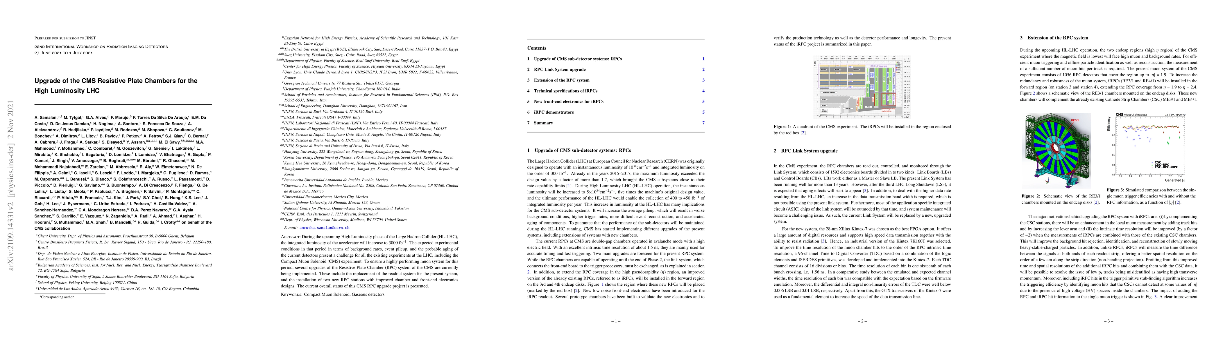 Thumbnail for Upgrade of the CMS Resistive Plate Chambers for the High Luminosity LHC