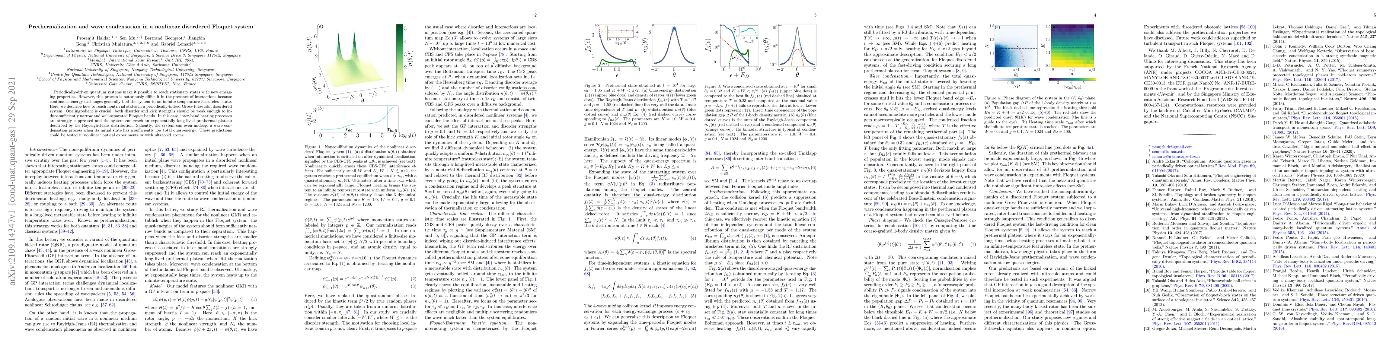 Thumbnail for Prethermalization and wave condensation in a nonlinear disordered
  Floquet system