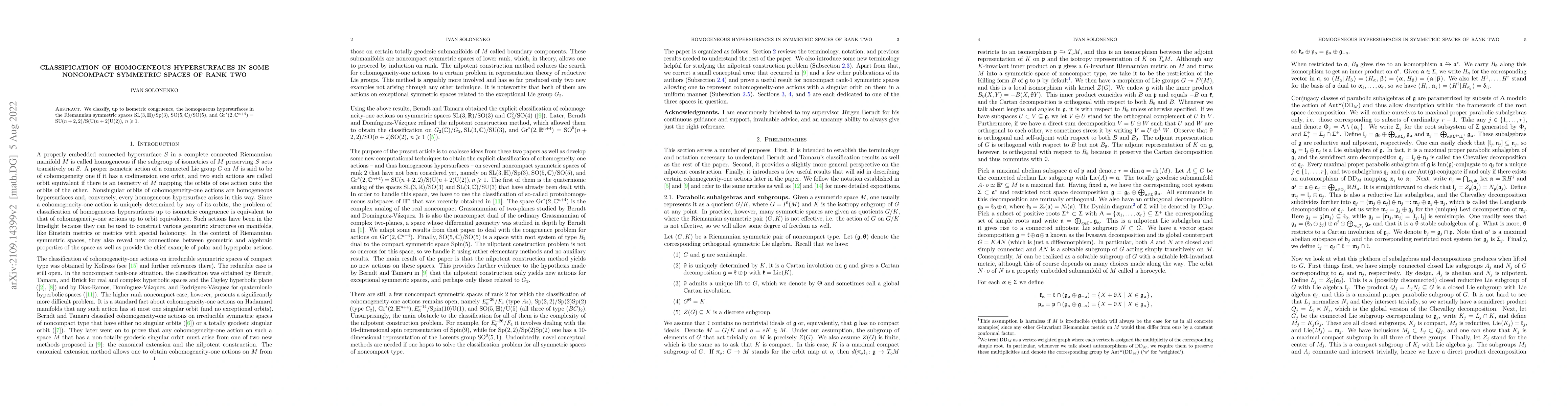 Thumbnail for Classification of homogeneous hypersurfaces in some noncompact symmetric
  spaces of rank two
