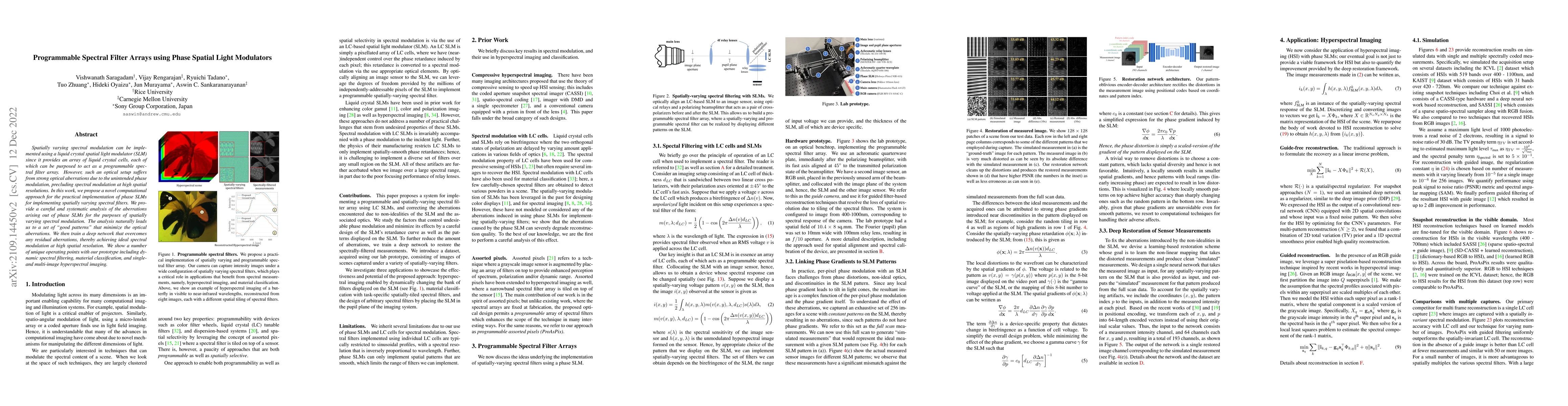 Thumbnail for Programmable Spectral Filter Arrays using Phase Spatial Light Modulator