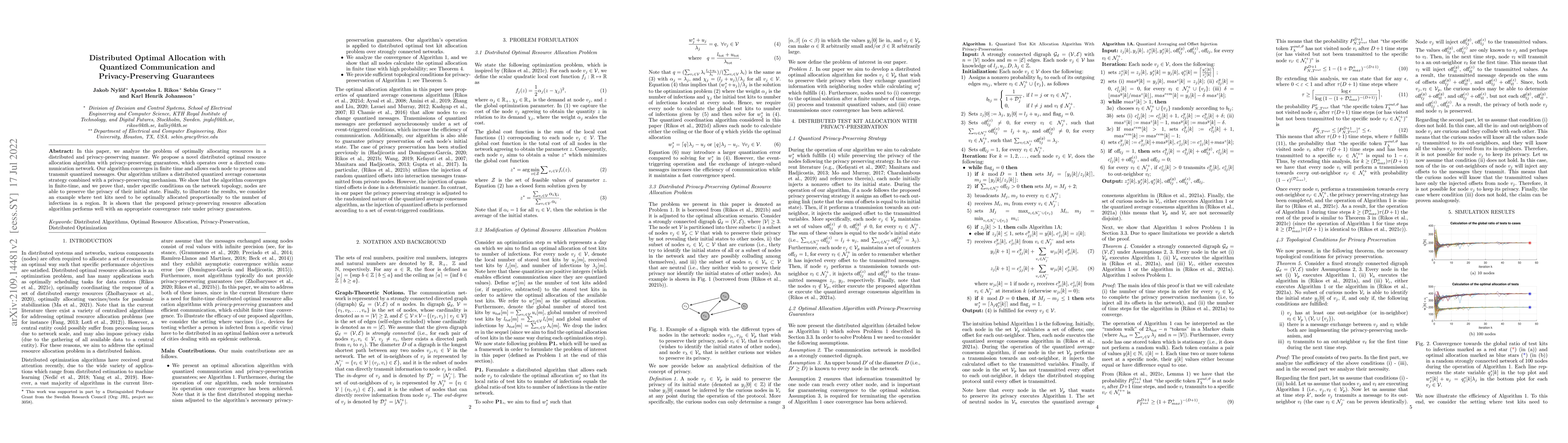 Thumbnail for Distributed Optimal Allocation with Quantized Communication and
  Privacy-Preserving Guarantees