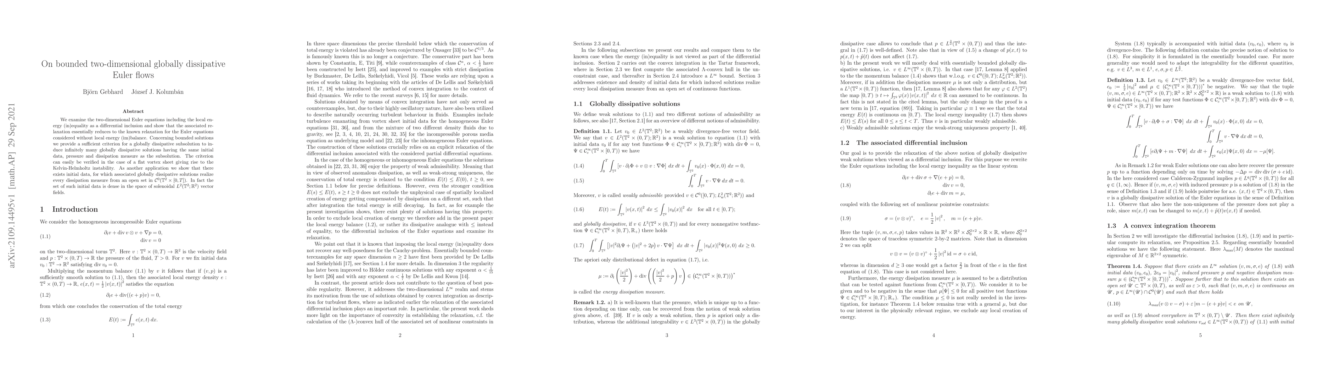 Thumbnail for On bounded two-dimensional globally dissipative Euler flows