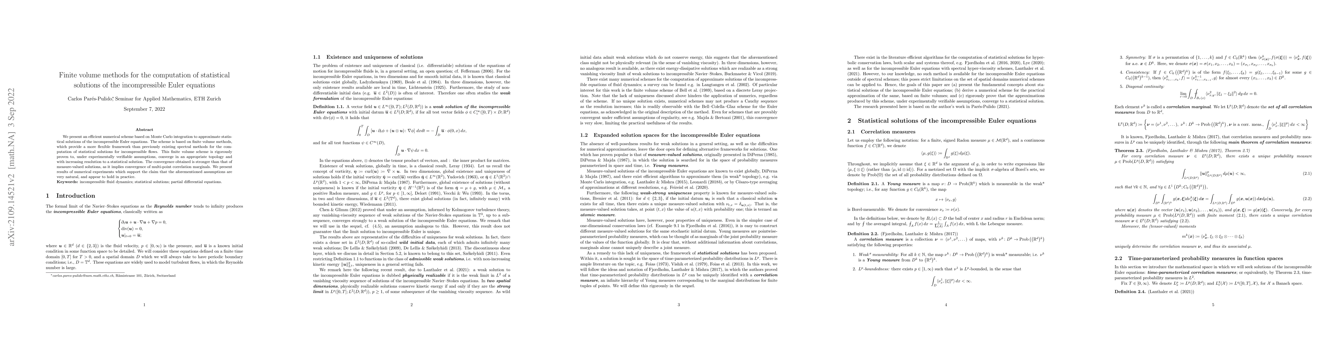 Thumbnail for Finite volume methods for the computation of statistical solutions of
  the incompressible Euler equations
