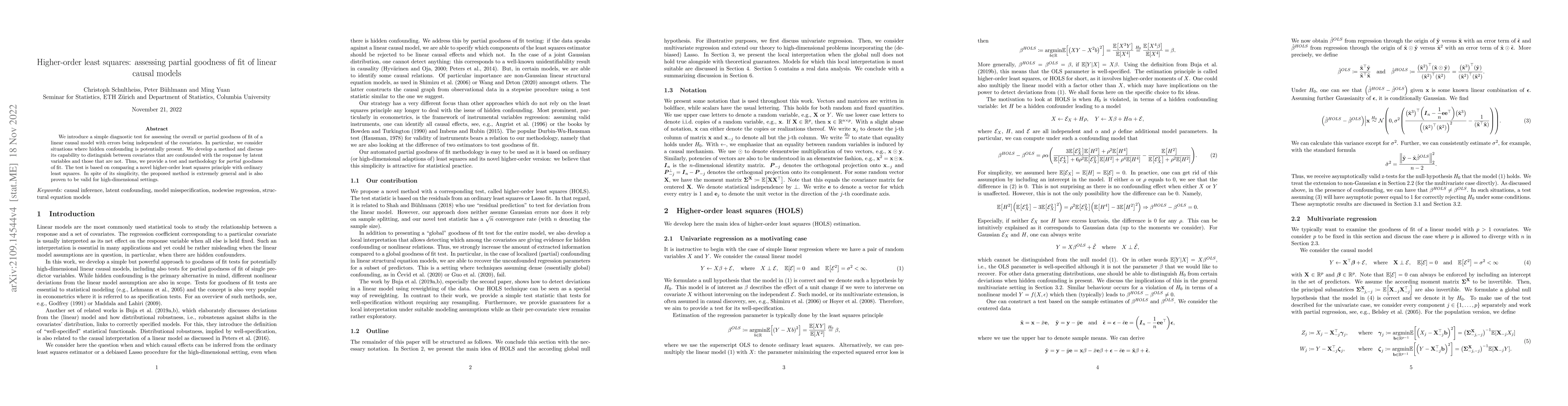 Thumbnail for Higher-order least squares: assessing partial goodness of fit of linear
  causal models