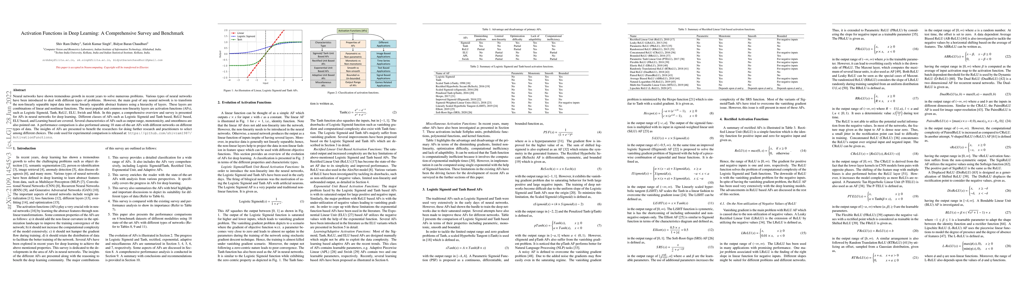 Thumbnail for Activation Functions in Deep Learning: A Comprehensive Survey and
  Benchmark