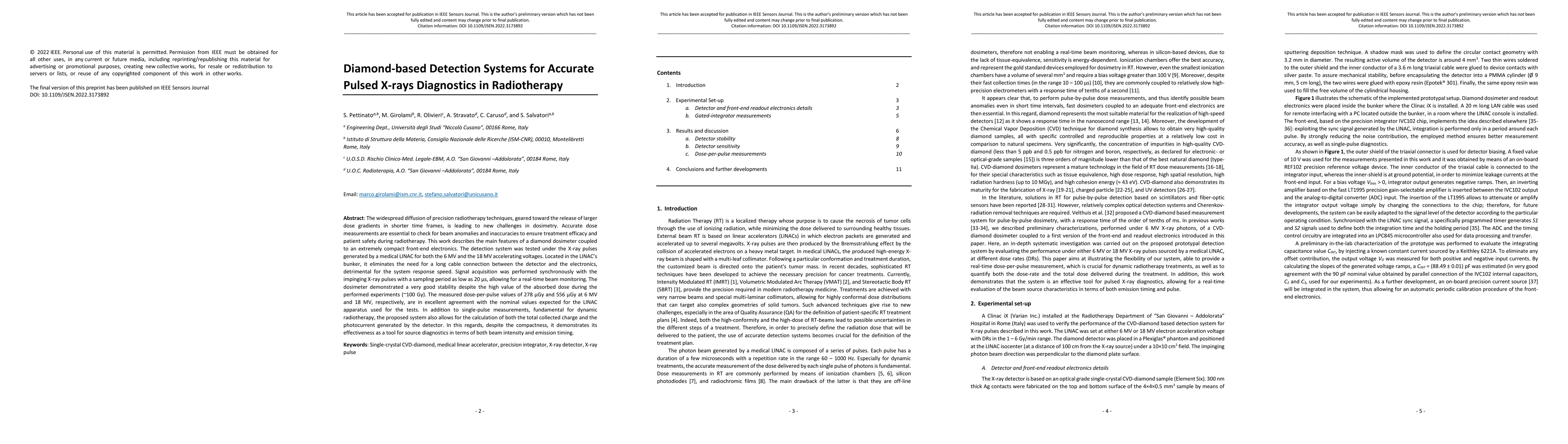 Thumbnail for Diamond-based Detection Systems for Accurate Pulsed X-rays Diagnostics
  in Radiotherapy