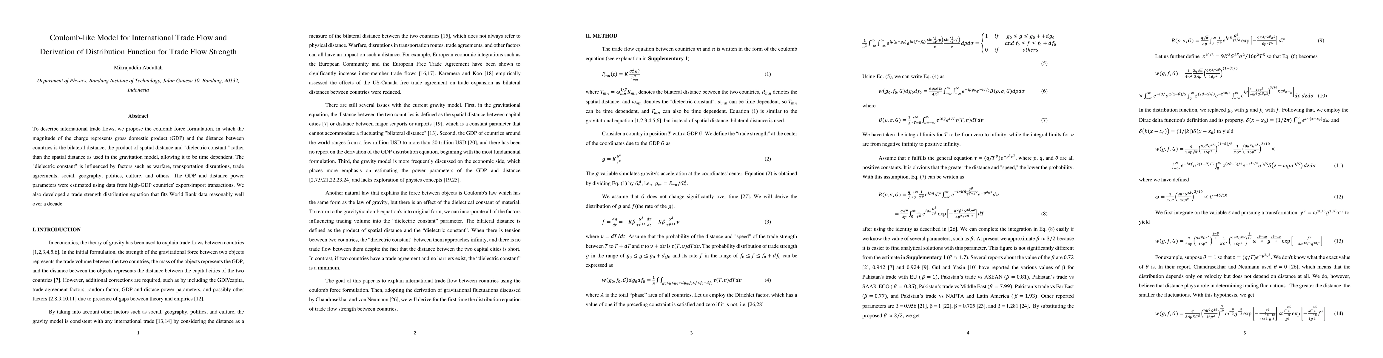 Thumbnail for Coulomb-like Model for International Trade Flow and Derivation of
  Distribution Function for Trade Flow Strength