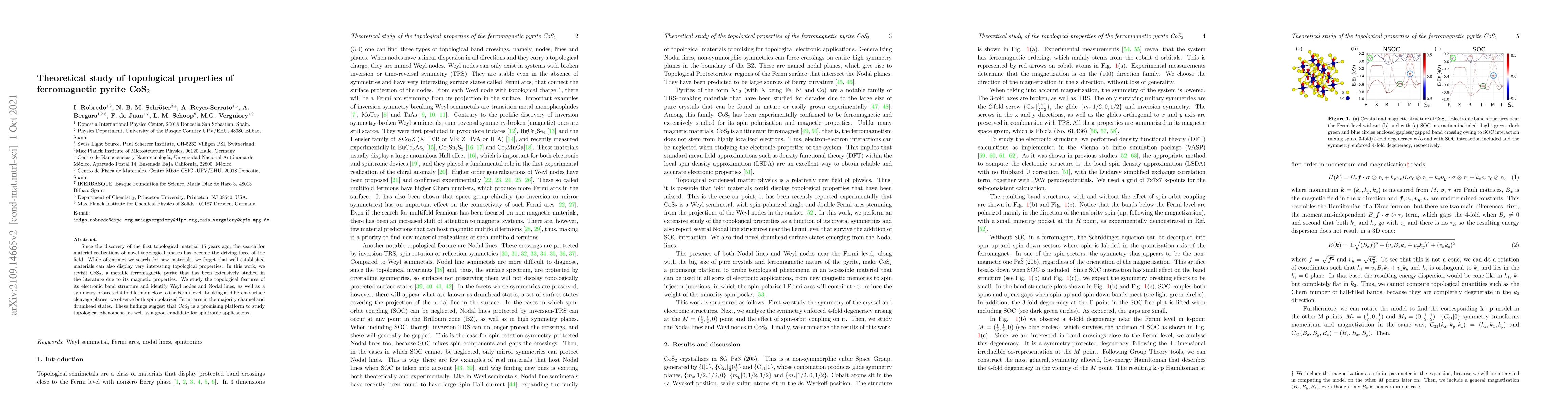 Thumbnail for Theoretical study of topological properties of ferromagnetic pyrite
  CoS$_2$